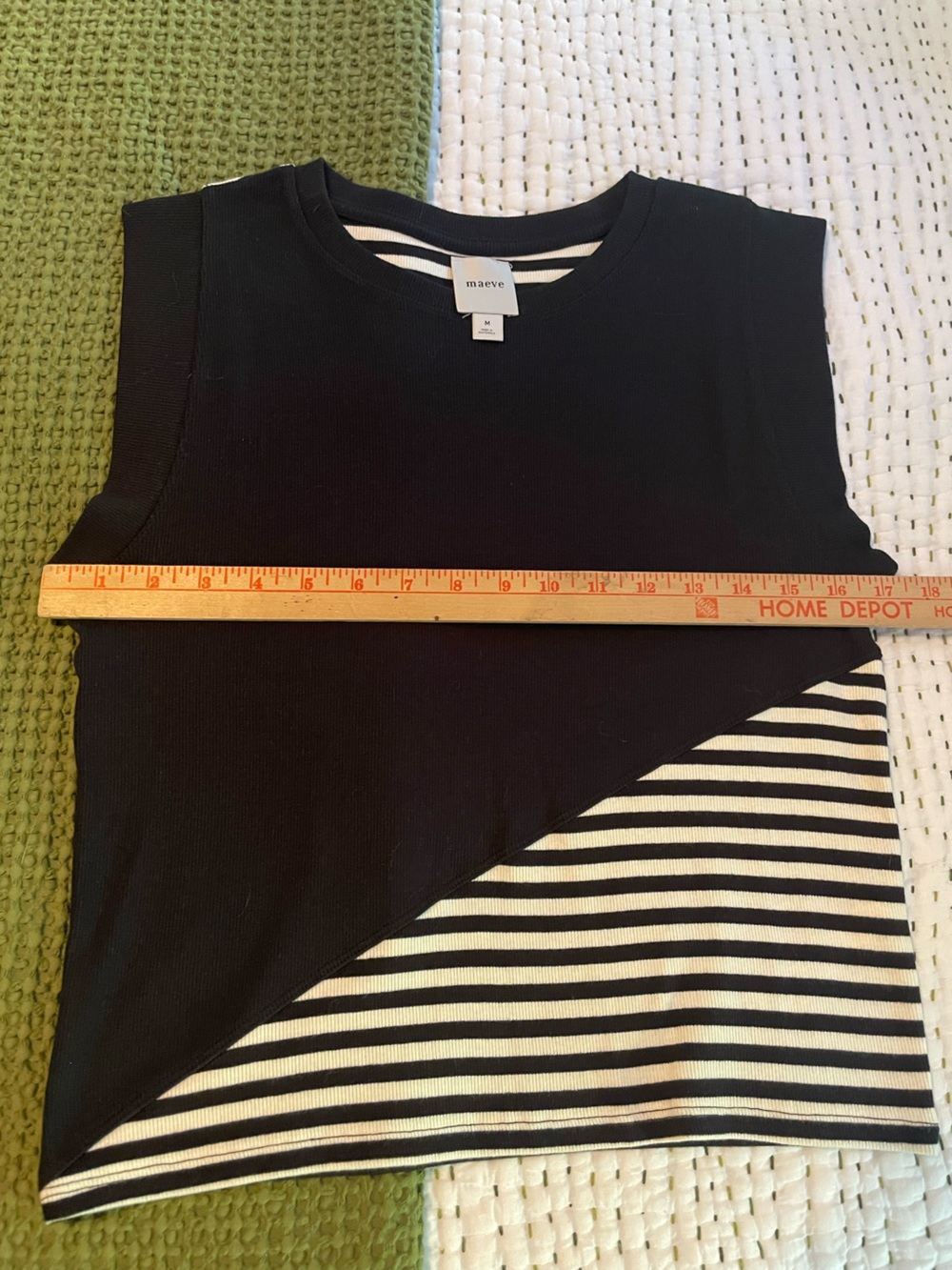 Maeve NWOT Black & White Ribbed Knit Cropped Shirt - Picture 5 of 6